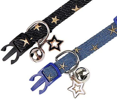 BoomBone Star Cat Collar with Bell,2 Pack Puppy Collars Breakaway with Star Charms