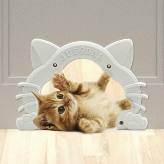Juegoal Interior Cat Door Kitty Shaped Hole Pet Door for Cat and Small Pets, Fits Inside Door Hides Litter Box Furniture