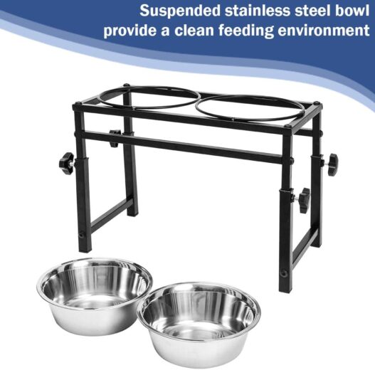 SCENEREAL Adjustable Raised Pet Bowls - for Dogs and Cats - Elevated Stainless Steel Pet Feeder with 2 Bowls, Available in 16 inch, 11.8 inch, 6 inch for Small Medium Large Dogs