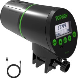 TOPBRY Automatic Fish Feeder,【Upgraded Version】 Digital Auto Fish Turtle Feeder for Aquarium and Fish Tank, USB Rechargeable Timer Fish Feeder Fish Food Dispenser