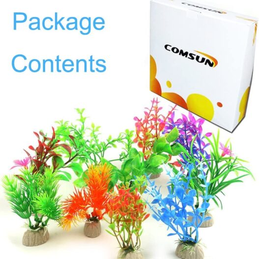COMSUN 10 Pack Artificial Aquarium Plants, Small Size 4 to 4.5 inch Approximate Height Fish Tank Decorations Home Décor Plastic