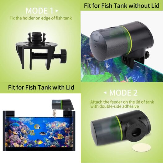 Ycozy 2nd Automatic Fish Feeder Intelligent Fish/Turtle/Goldfish Feeder for Aquarium & Fish Tank | 4 Times & 1-3 Turns | Intelligent Timer Fish Food Dispenser for Trips, Weekend & Vacation | Navi-EVS
