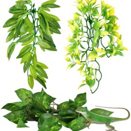 KATUMO Reptile Plants, Amphibian Hanging Plants with Suction Cup for Lizards, Geckos, Bearded Dragons, Snake, Hermit Crab Tank Pets Habitat Decorations