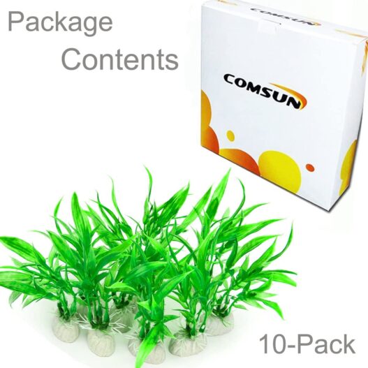 Comsun 10 Pack Artificial Aquarium Plants, Small Size 4 inch Approximate Height Fish Tank Decorations Home Décor Plastic Green