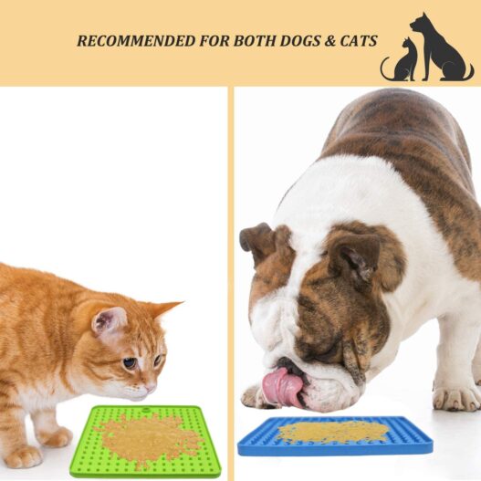 BWOGUE 2 Pack Pad for Dog Lick, Pet Boredom Buster Lick Mat Slow Feeders & Anxiety Relief, Perfect for Dog Food, Cat Food, Cat Treats, Yogurt, or Peanut Butter (Green & Blue)