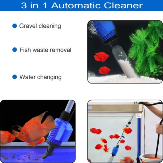 YADICO Auto Electric Aquarium Gravel Cleaner, 3 in 1 Automatic Sludge Extractor for Fish Plant Tanks